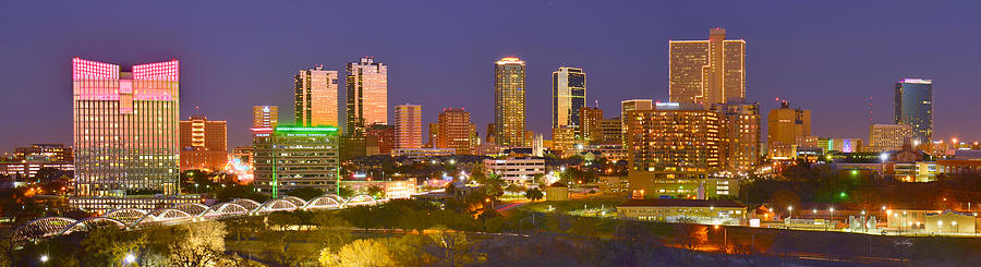Fort Worth Skyline At Night Color Evening Panorama Ft Worth Texas Jon Holiday Fort Worth A M Club